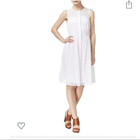 MAISON JULES Womens White Eyelet Dress - Picture 1 of 8